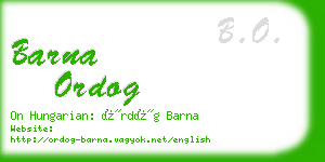 barna ordog business card